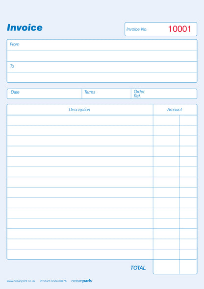 Invoice Book A5 Duplicate Without VAT for Small Business Self Employed (69776)