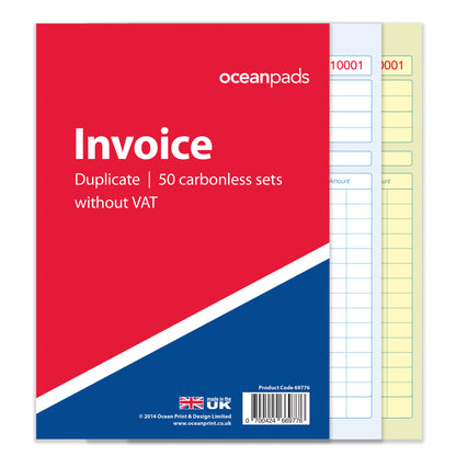 Invoice Book A5 Duplicate Without VAT for Small Business Self Employed (69776)
