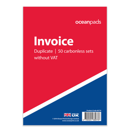 Invoice Book A5 Duplicate Without VAT for Small Business Self Employed (69776)