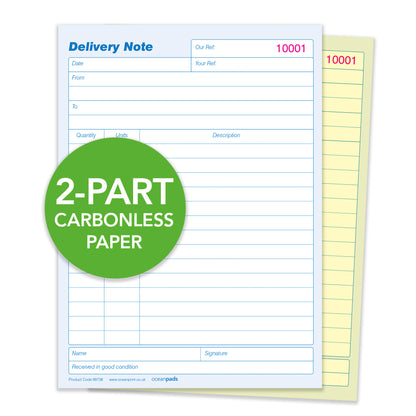 Delivery Note Book Duplicate, A5 148 x 210mm, 2-Part Carbonless Paper (Product Ref. 69738)