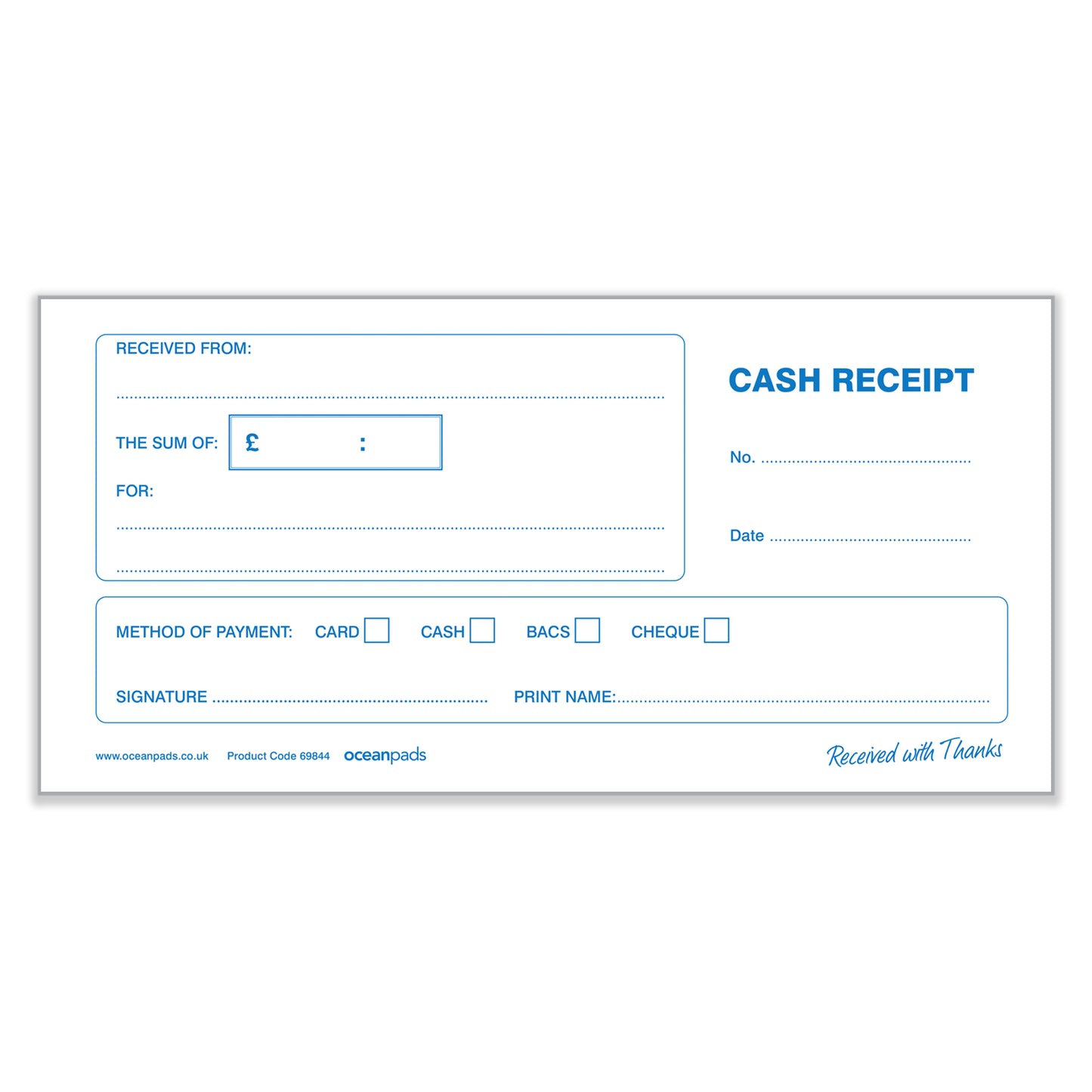 Cash Receipt Book for Schools, Businesses and Charities (69844)