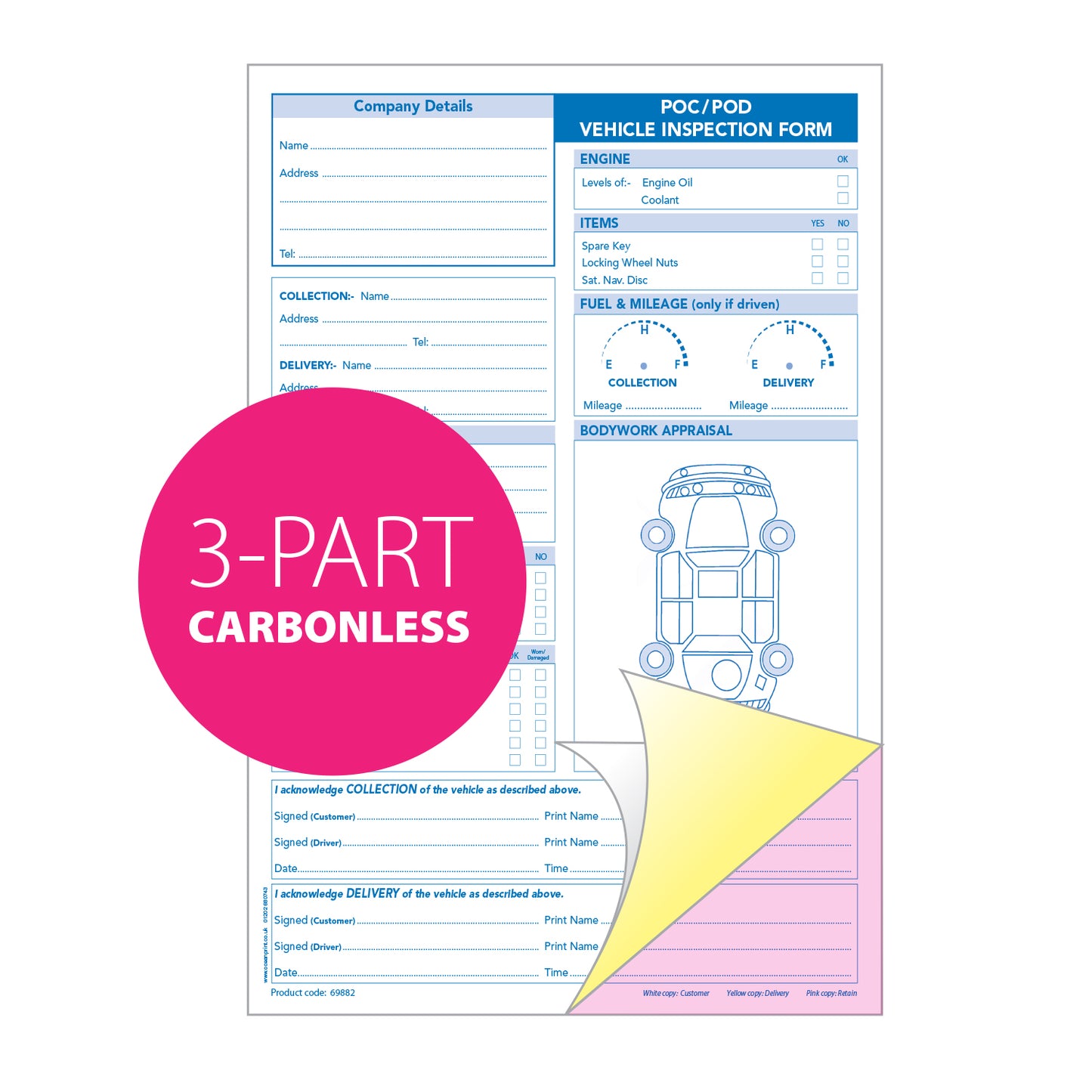 POC & POD Vehicle Inspection Pad, A4, Triplicate (69882)