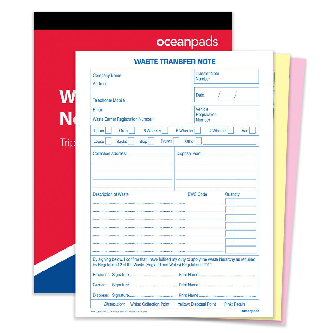 Controlled Duty of Care Waste Transfer Note Collection – Ocean Pads