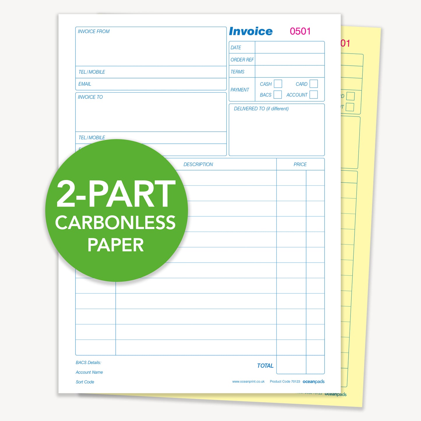 Large A4 Invoice Book Duplicate Without VAT (70123)