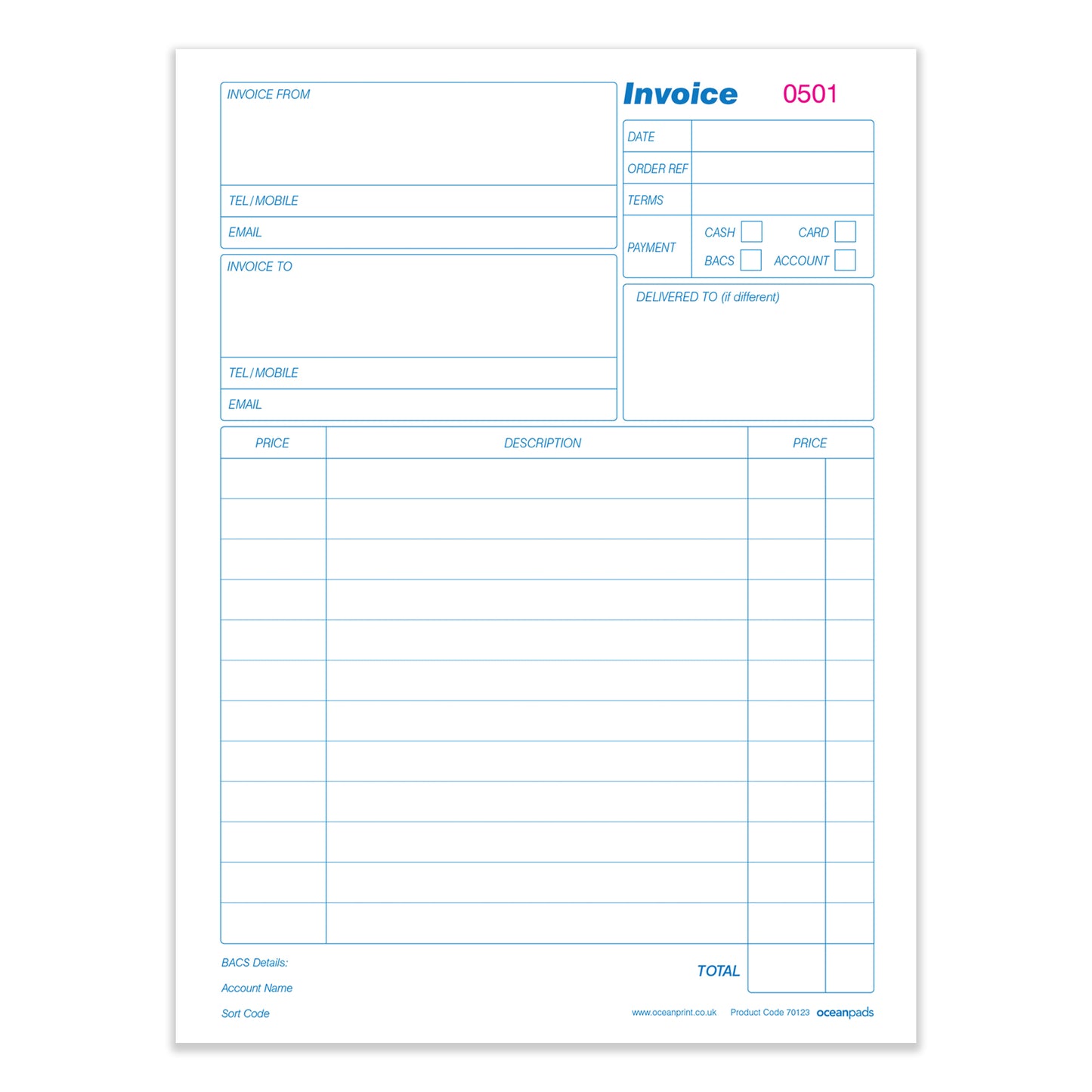 Large A4 Invoice Book Duplicate Without VAT (70123)