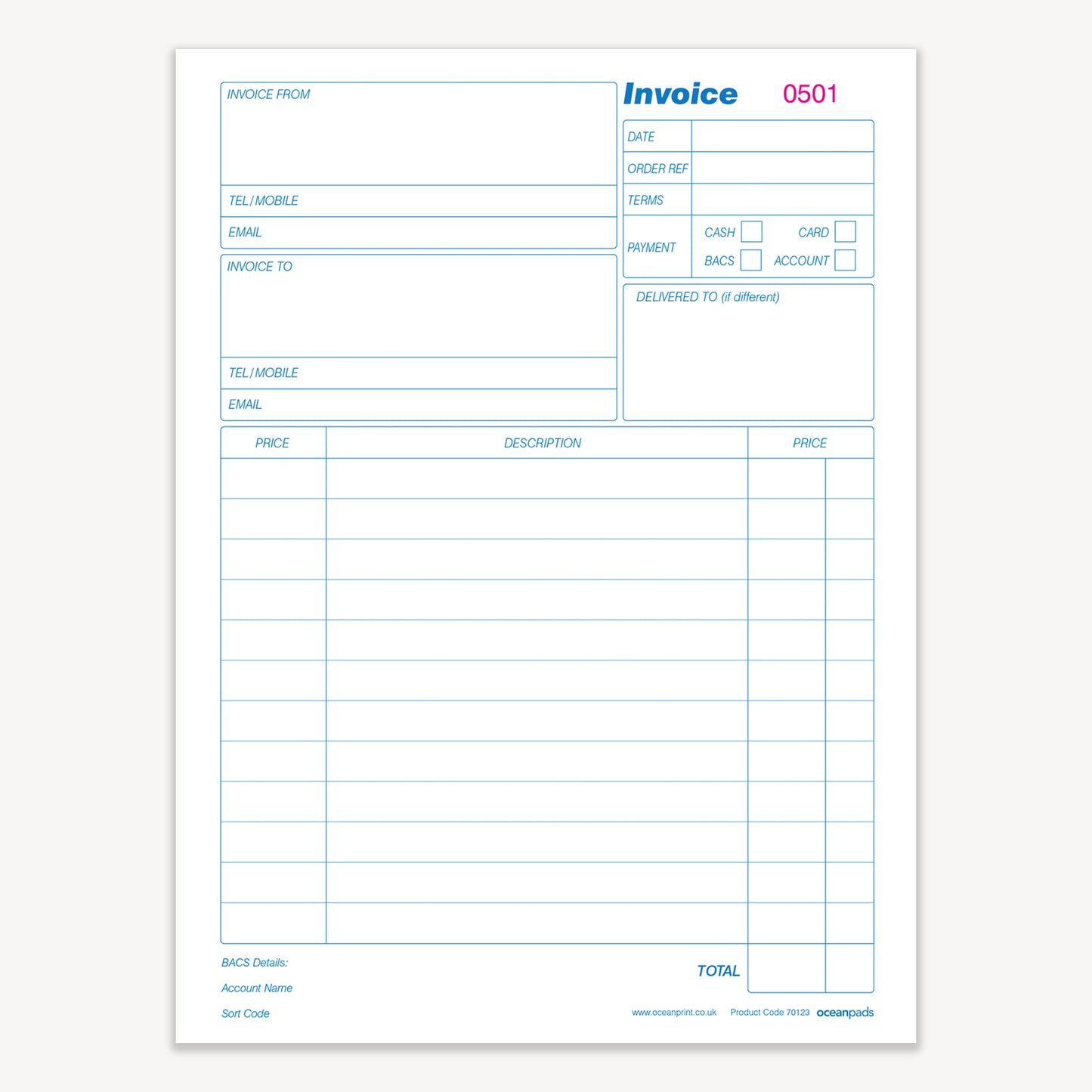 Large A4 Invoice Book Duplicate Without VAT (70123)
