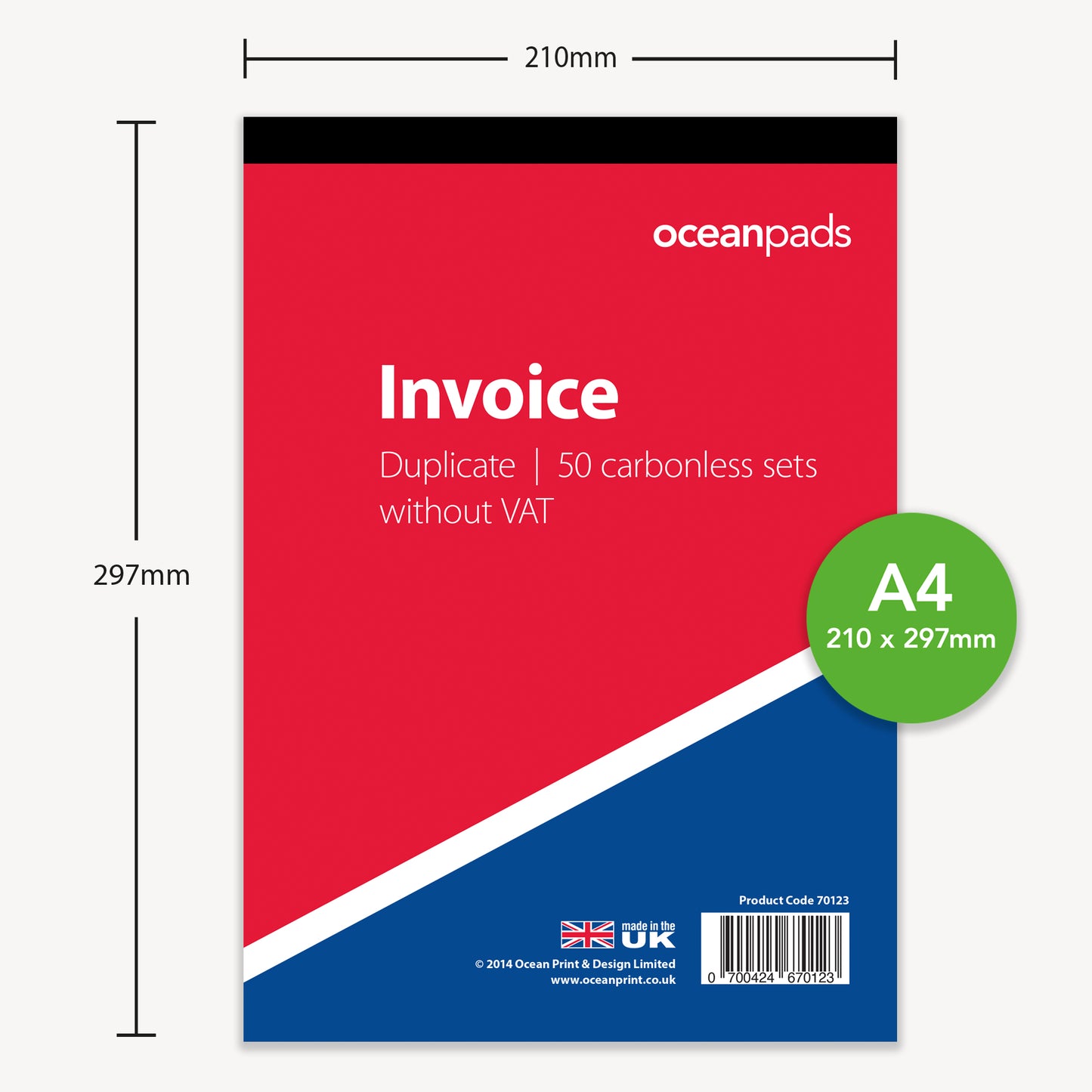 Large A4 Invoice Book Duplicate Without VAT (70123)