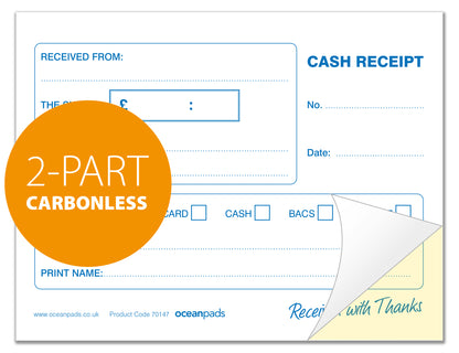 Cash Receipt Book for Small Businesses, Self Employed, Taxis, Schools, Charities (70147)