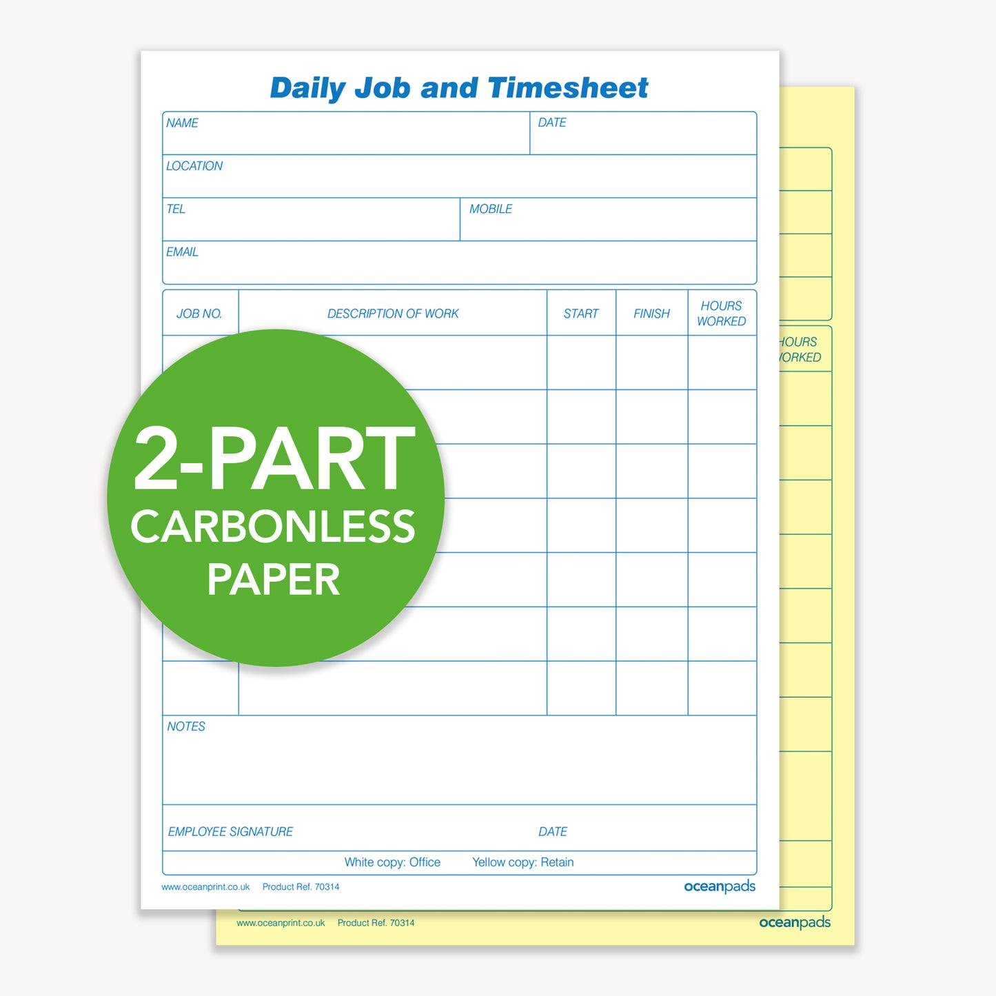 Daily Job and Timesheet Book A5 Duplicate Carbonless (70314)