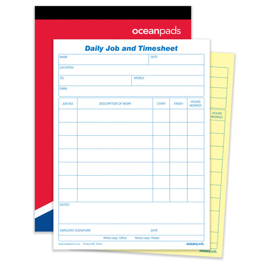 Daily Job and Timesheet Book A5 Duplicate Carbonless (70314)
