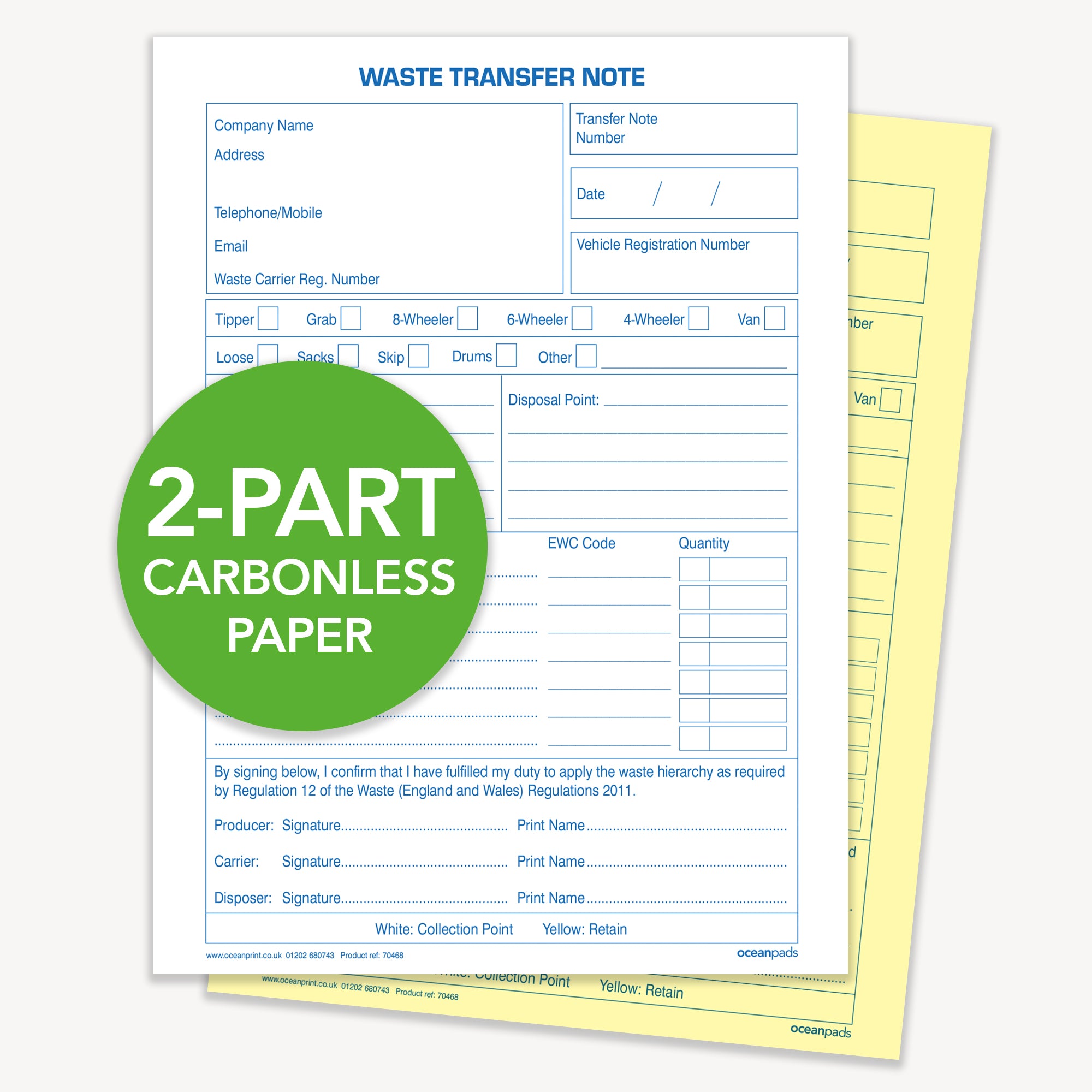 Fuel Transfer Note Waste Transfer Note, A5, Duplicate (70468) – Ocean Pads