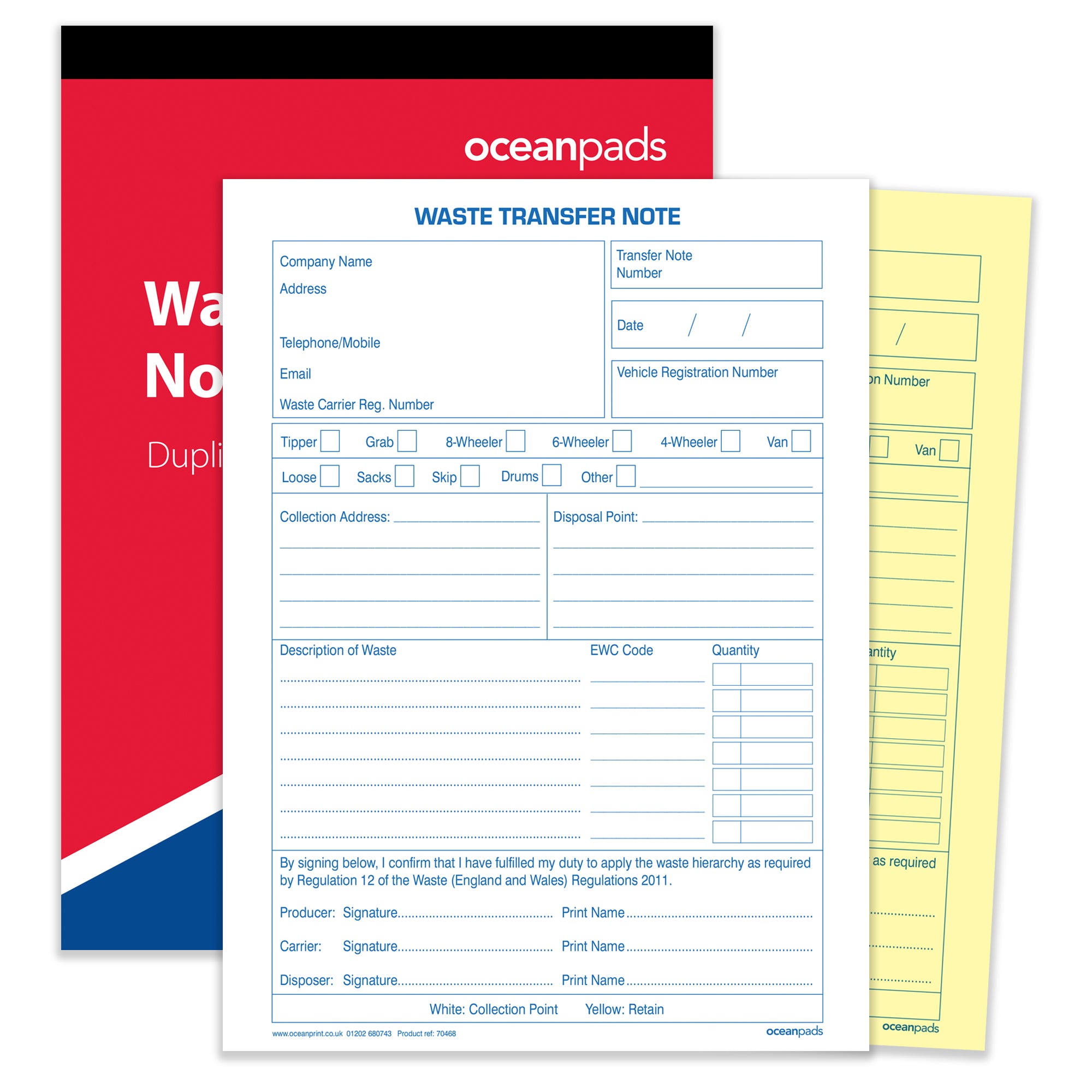 Transfer Waste Note Complete Example Waste Transfer Note, A5, Duplicate (70468) – Ocean Pads