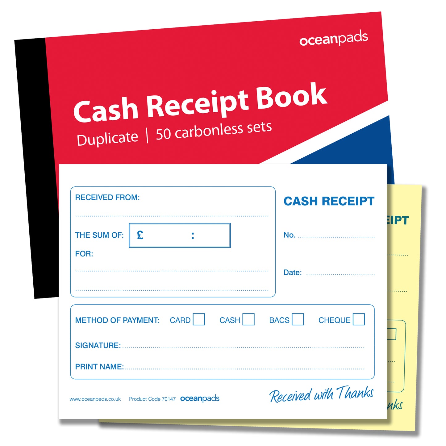 Cash Receipt Book for Small Businesses, Self Employed, Taxis, Schools, Charities (70147)